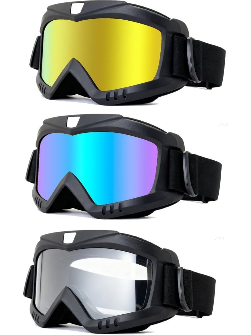 3 Pack Windproof & Dustproof Dirt Bike Goggles for ATV, Motorcycle & Skiing